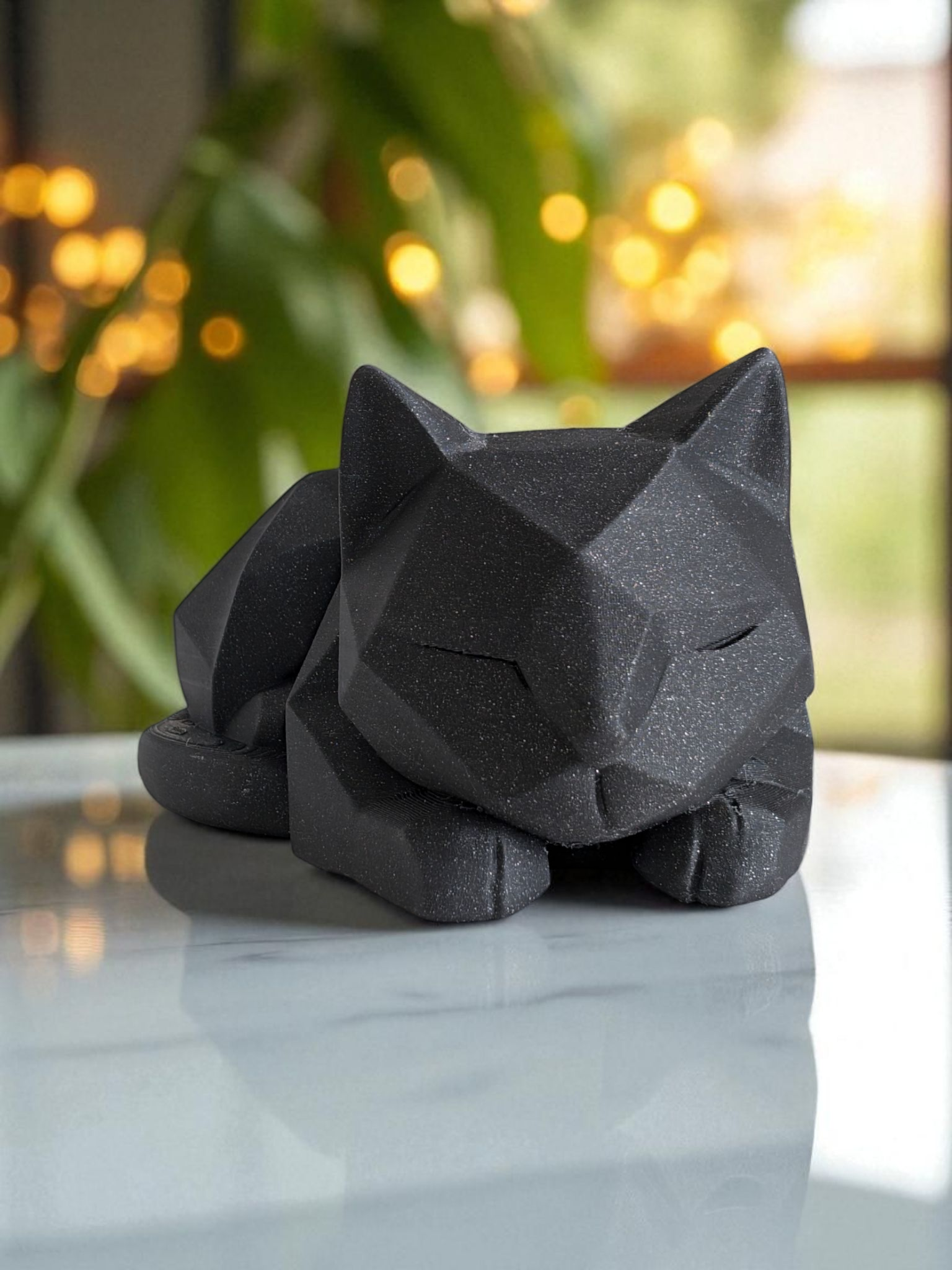 Cute Waiting Low Poly Kitten, Cat